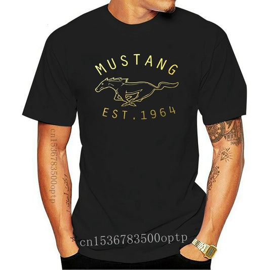 New Mustang Est 1964 Men'S T Shirt Gold Size Black Hot T Shirt Fashion Summer Short Cotton Custom T Shirt Printing