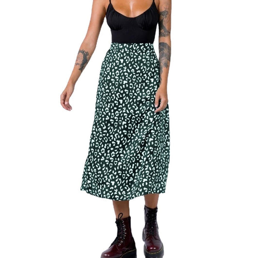 High Waist Summer Skirts For Women Printing Split Wrap Mid-calf Skirts Ladies Casual Faldas