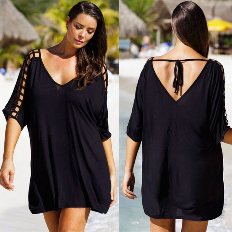 Summer Plus Size 3XL Cover Ups Women Swimwear Beach Dress Black Bikini Swimsuit Beach Wear Cover-Up Sundress