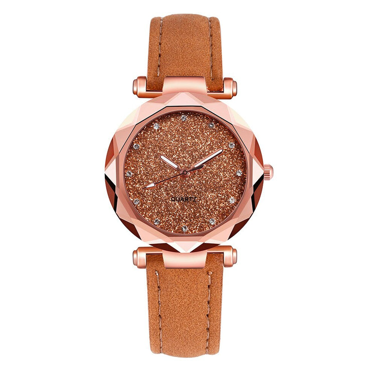 2021 Fashion Stars Women Watch Luminous Charming Little Point Frosted Belt Watch Dotted With Roman Scale Luxury Women's Casual