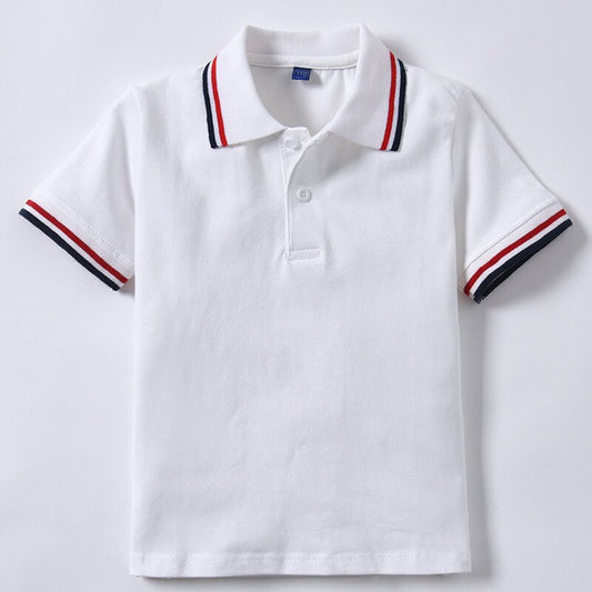 Solid White Teen Boys Polo Shirts 100% Cotton Breathable Fabric Kids School Tops Tees Children's Tshirt Clothes Big Size For 180