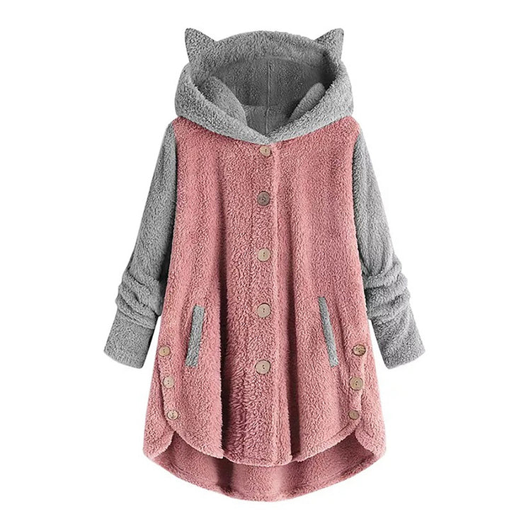 Winter 2021 Women's Clothing Fashion Casual Solid Hooded Long Sleeve Patchwork Pullovers Female Top Qulited Traf Jackets