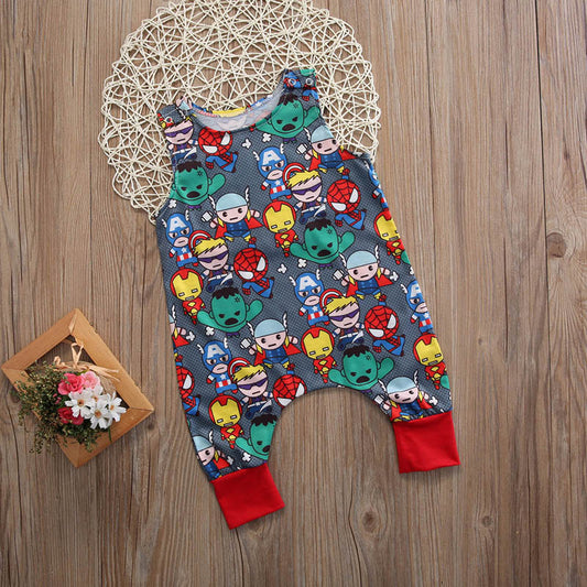 2020 Brand New Cute Newborn Baby Boy Girl Clothes Sleeveless Cartoon Romper Jumpsuit Outfit Baby Coloful Clothes 0-24M