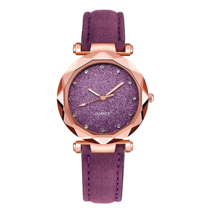 2021 Fashion Stars Women Watch Luminous Charming Little Point Frosted Belt Watch Dotted With Roman Scale Luxury Women's Casual