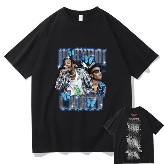 Awesome Men Playboi Carti Hip Hop Trend T Shirts Short Sleeve 2pac Rap Tshirt Harajuku Print T-Shirt Regular Men Women Tee Shirt