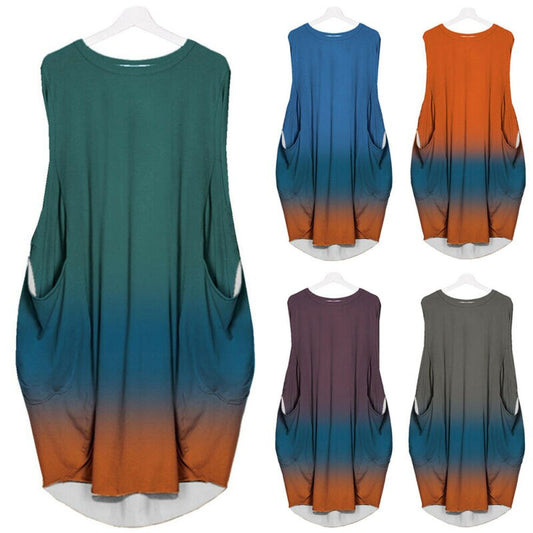 Trevor Women Summer Printed Sleeveless Tank Dress Ladies Casual Beach Loose Midi Dress