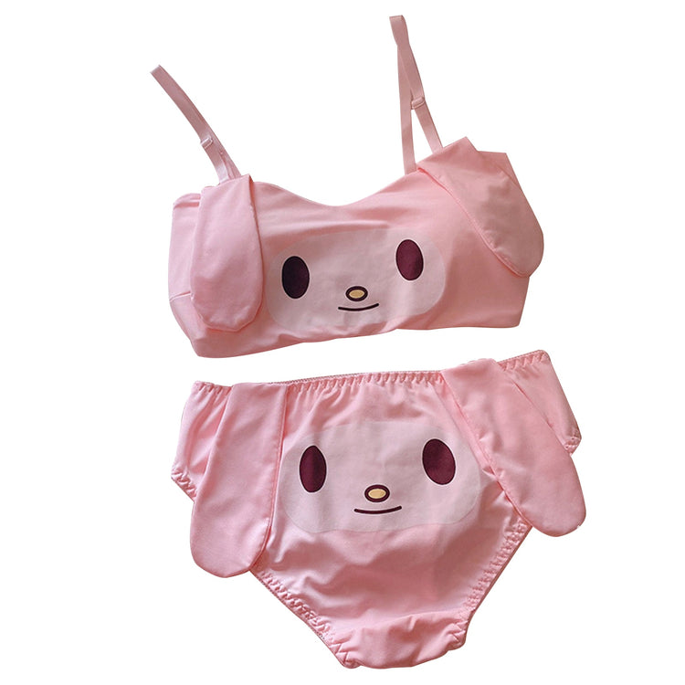 2 Pcs Women Kawaii Pajamas, Adults Cute Spaghetti Strap Dog/Bunny Crop Top + Shorts New Fashion 2021
