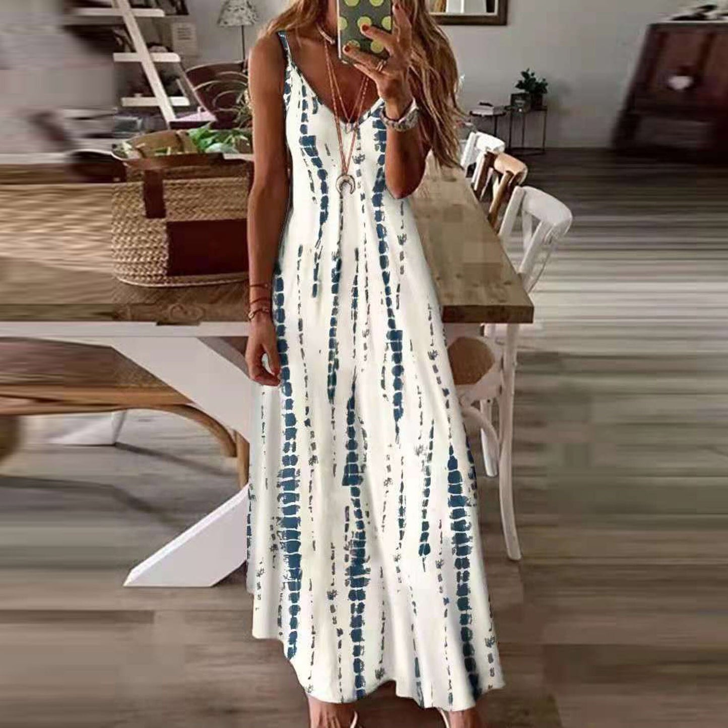 Summer Women Loose Casual Floral Dress Plus Size Sleeveless V Neck Spaghetti Strap Midi Dresses For Women Clothing Vestido 2021