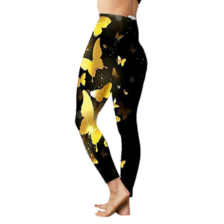 Plus Size Women Pants Casual Butterfly Print Hip Lift High Waist Stretchy Skinny Leggings Trousers Fashion Pencil Pants