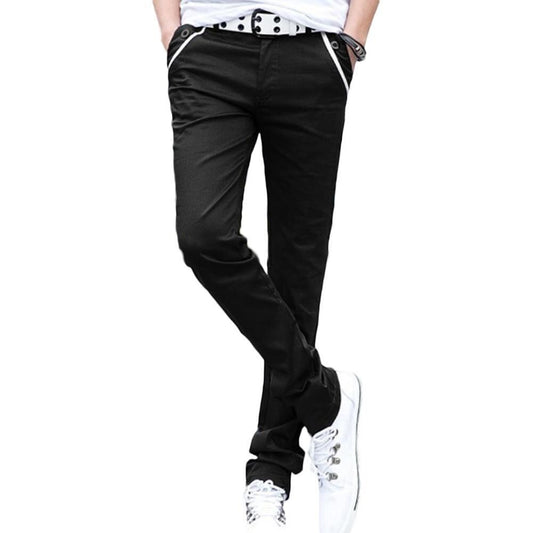 Fashoin Men Pants Casual Solid Color Elastic Long Trousers Pockets Straight Pants for daily life Men's Clothing 2021