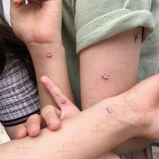 Waterproof Temporary Tattoo Stickers Smiley Cross Snake Small Pattern Flash Tatoo Fake Tatto Neck Wrist Arm Finger for Women Men