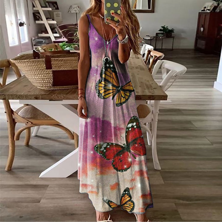 Summer Women Loose Casual Dress Plus Size Sleeveless V Neck Spaghetti Strap Midi Dresses For Women Clothing Vestido 2021