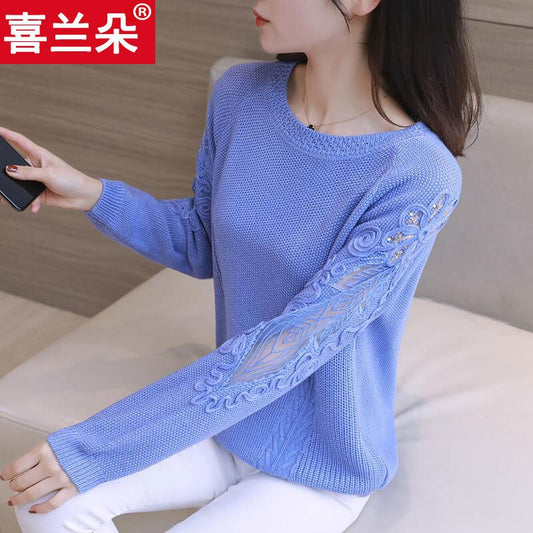 Woman Sweaters Pullover Spring Clothes Knitwear Long Sleeve Hollow out Sweater Women's Loose Crew Neck Top Femme Chandails
