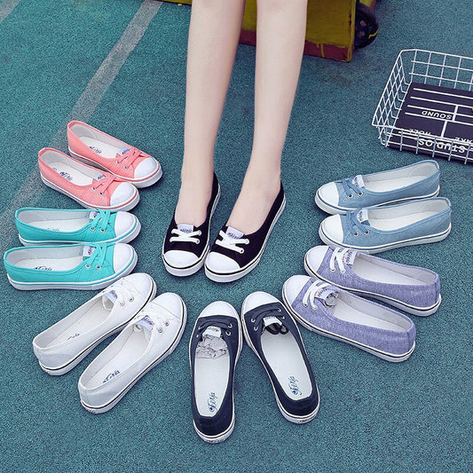 Shoes Spring Light Canvas Women Shoes slip-on Korean Tide Students Set Foot Pedal Flat Shoes